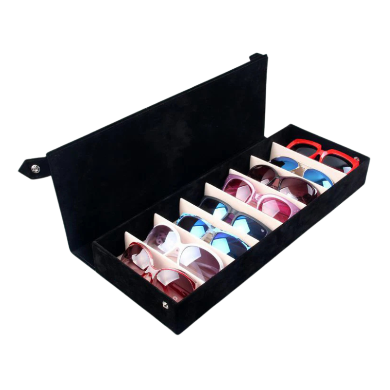 Leren fluwelen Brillendoos Delphine - Zwart