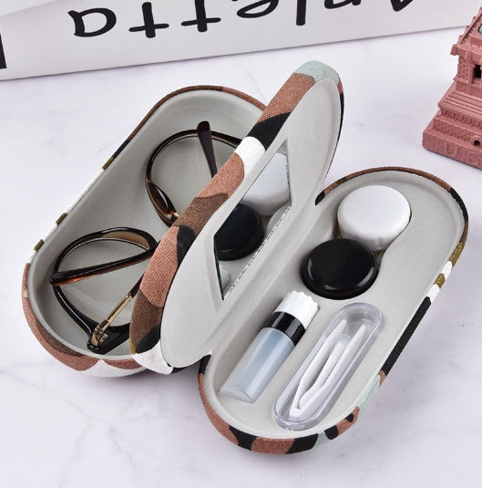 Camouflage brillenkoker met opbergruimte Roxane - Zwart wit