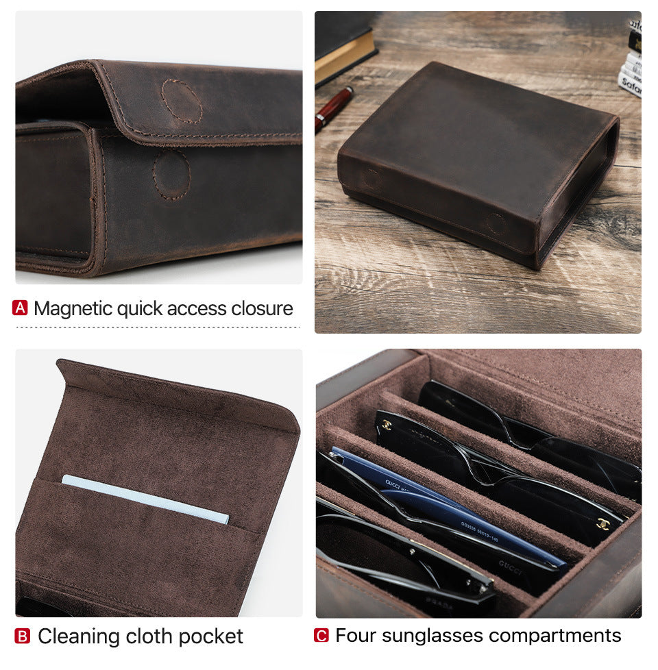 Leren Handgemaakte Brillendoos Laurent - Bruin