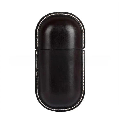 Handgemaakte Leren Brillenkoker Bastien - Zwart