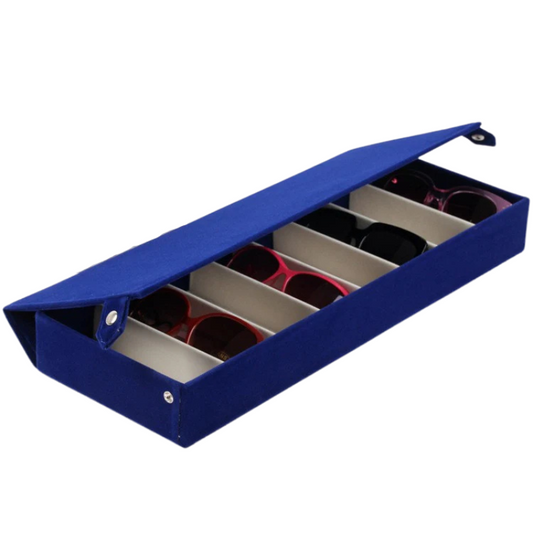 Leren fluwelen Brillendoos Delphine - Royaal blauw