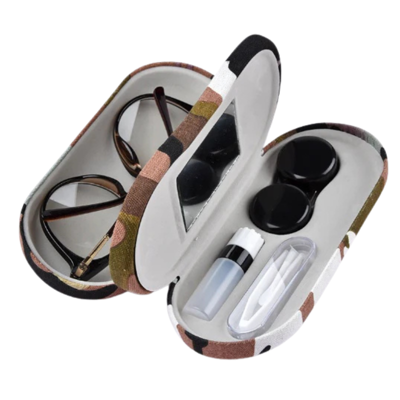 Camouflage brillenkoker met Opbergruimte Roxane - Zwart