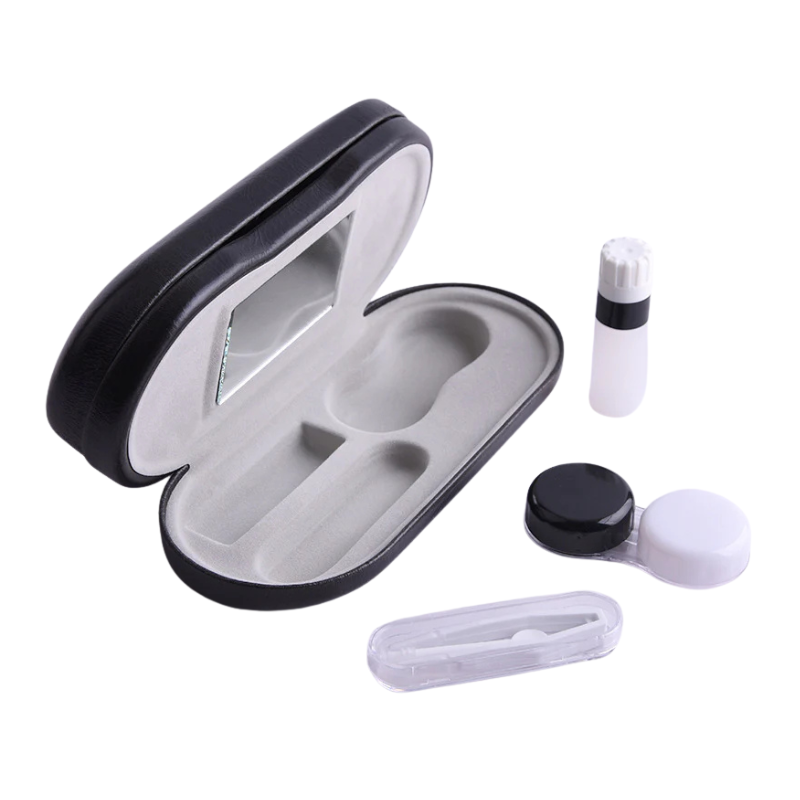 Dubbele laag brillenkoker met opbergruimte Clara - Zwart