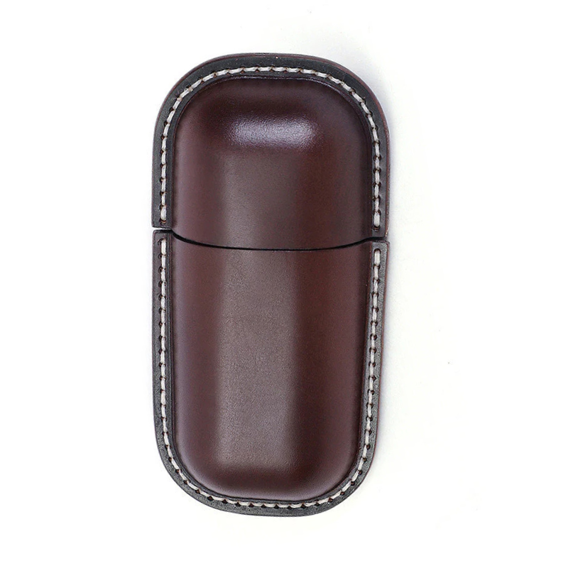 Handgemaakte Leren Brillenkoker Bastien - Koffie