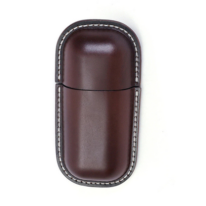 Handgemaakte Leren Brillenkoker Bastien - Koffie