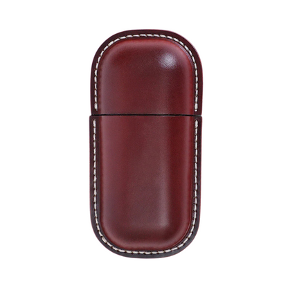 Handgemaakte Leren Brillenkoker Bastien - Rood bruin