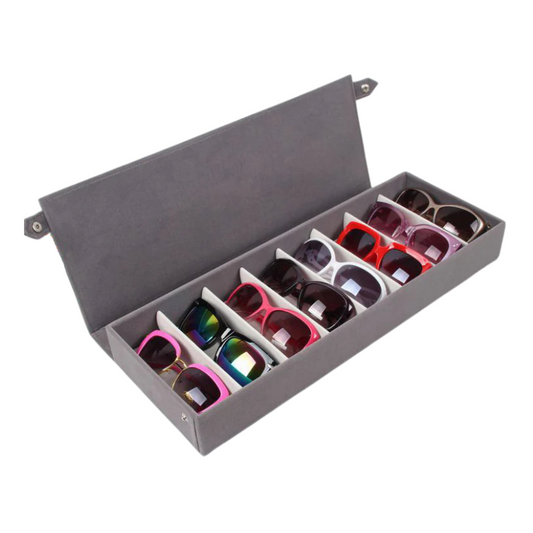 Leren fluwelen Brillendoos Delphine - Grijs