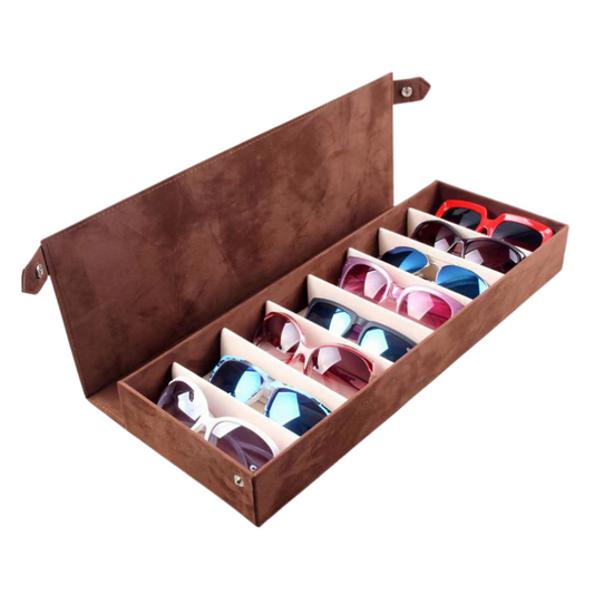 Leren fluwelen Brillendoos Delphine - Koffie