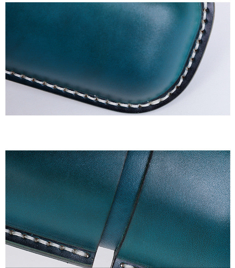 Handgemaakte Leren Brillenkoker Bastien - Blauw